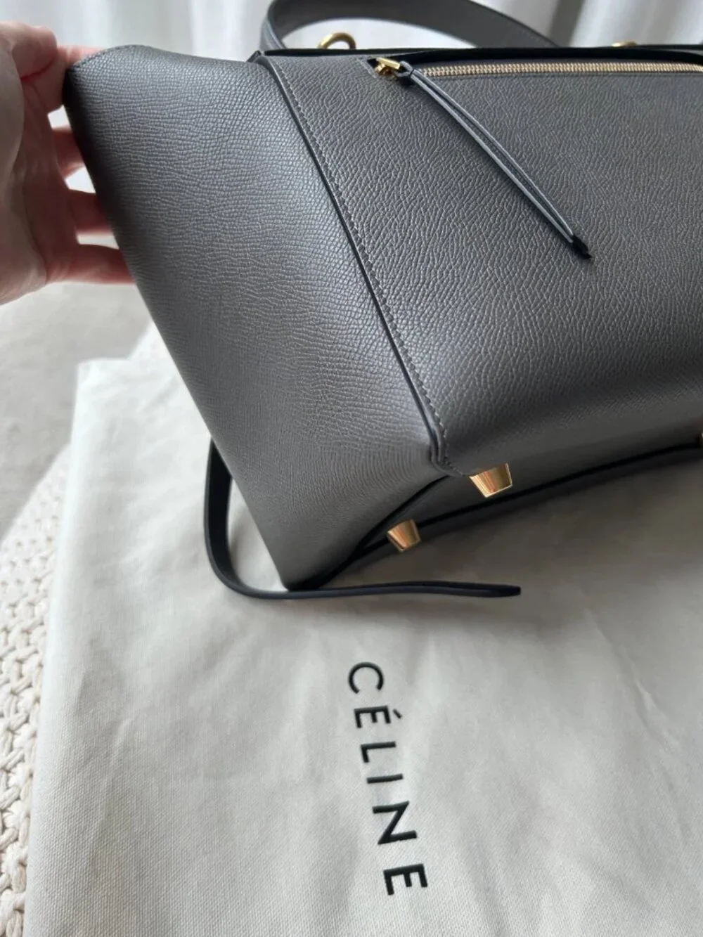 Phoebe Philo Era Celine Grained Calfskin Mini Belt Bag Gray